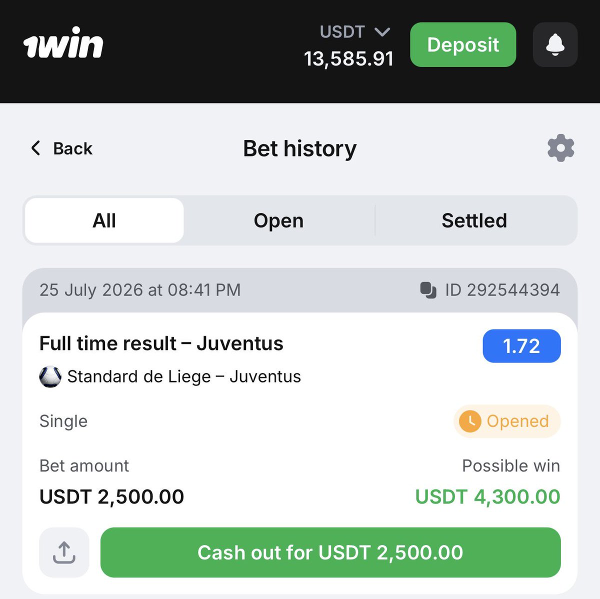 spidergamles's tweet photo. Dropped $2,500 on Juventus to win ⚽️🔥 Wish me luck 🍀 https://t.co/Gd9Zh37SZW