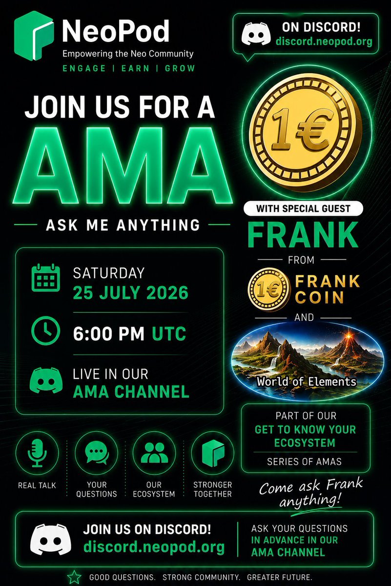 FrankCoin_Neo's tweet photo. AMA starting soon 😉.
https://t.co/EpGYsVHEE5 https://t.co/9LdSQPR4cA