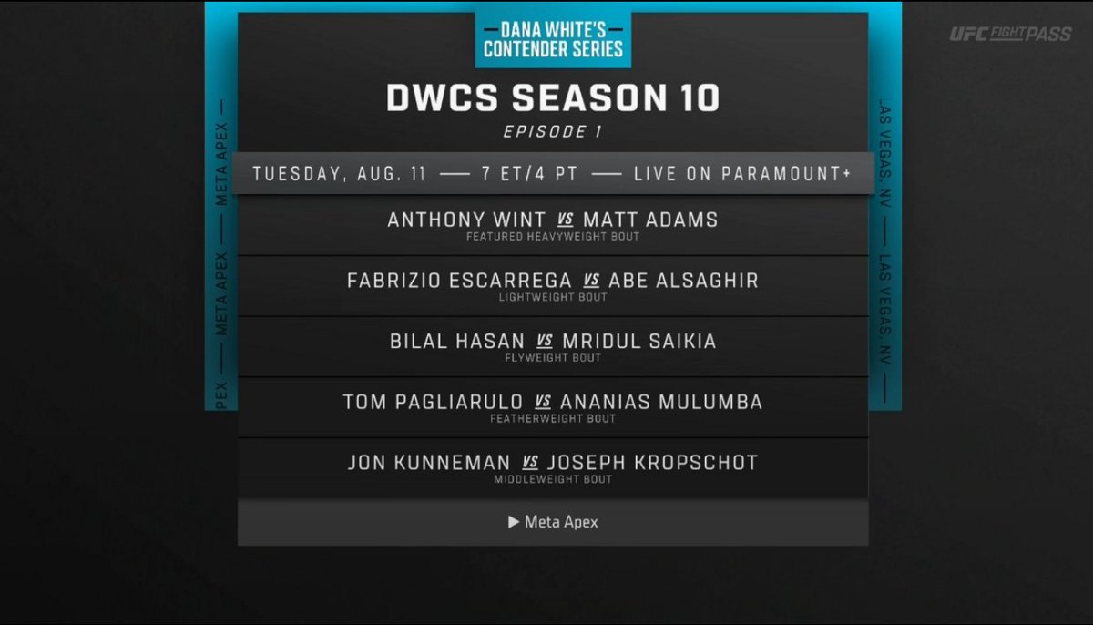 MMA__Matchmaker's tweet photo. #DWCS Season 10, Week 1 Official Lineup

As you saw on my page first !!

#UFC #MMA https://t.co/ffVTNGFFfX