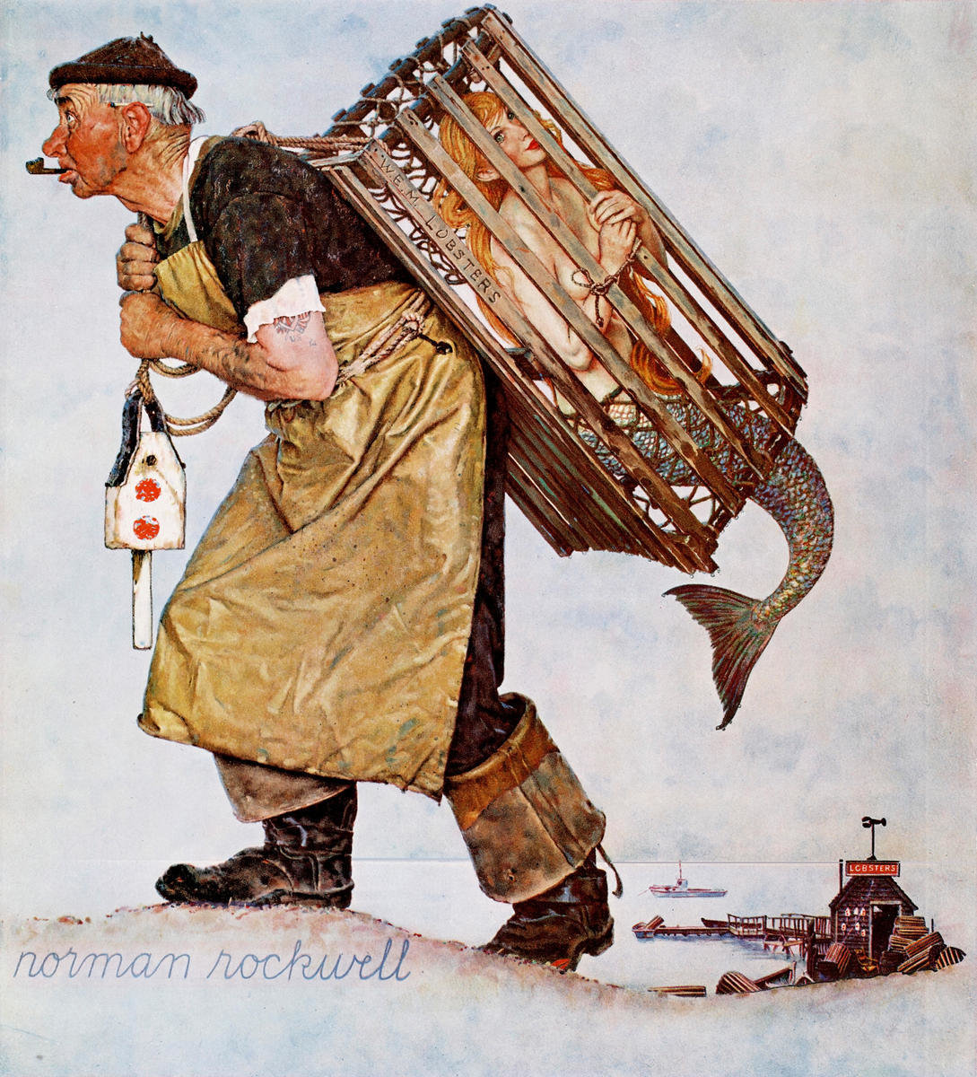 artstitle's tweet photo. ノーマン・ロックウェル
（Norman Rockwell、1894-1978）
『とびきりの獲物』
（A Fair Catch） https://t.co/pd261GwCMX