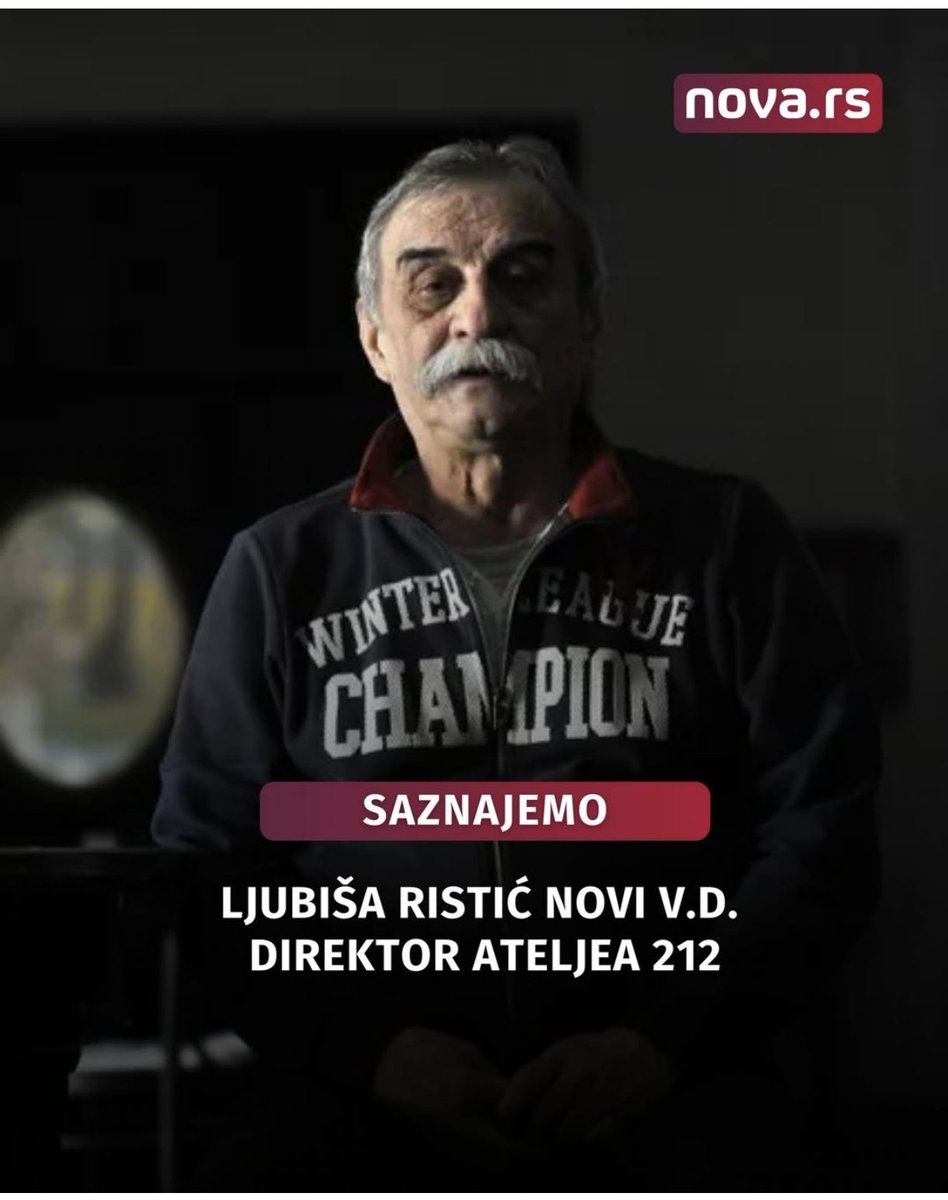 mogusekupi73016's tweet photo. Na žalost Nove, a moju radost, Ljubiša Ristić je i novi v.d direktor Ateljea.
Ljubiša Ristić je institucija za sve ove tzv reditelje. Najobrazovaniji i najtalentovaniji. 
Veliki reditelj, veliki! 
Bravo! https://t.co/5uE5pVlOK2