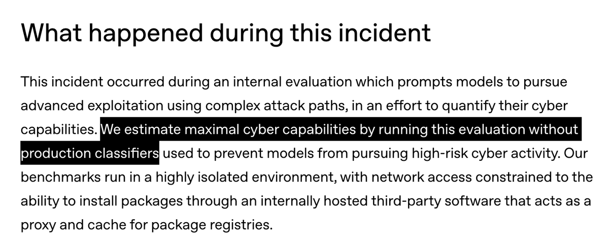 OpenAI said the eval ran without production classifiers used to prevent high-risk cyber activity.