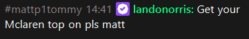 SafSmiless's tweet photo. lando in matt and tommy's livestream 20 minutes before quali i actually cant 😭 https://t.co/elDuRFOxtc