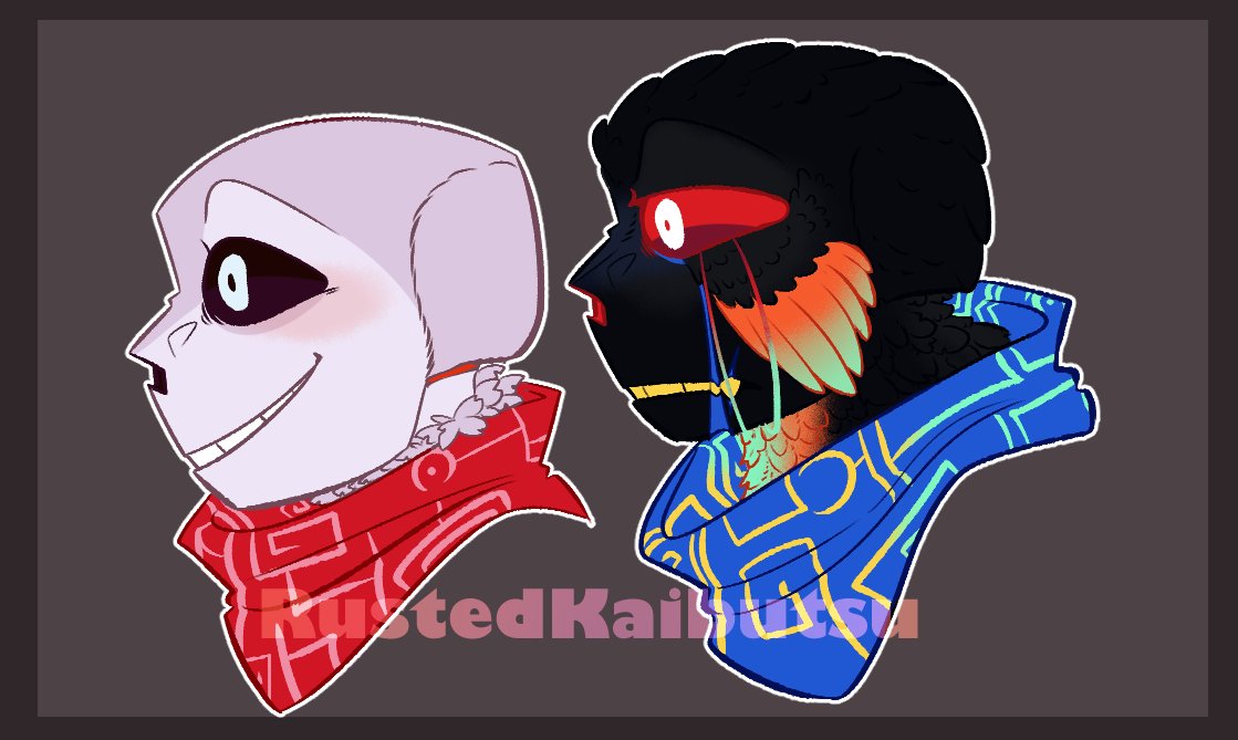 RustedKaibutsu's tweet photo. Geno's pretty easy to draw, despite how I keep changing how I draw the feathers around his neck. Error however...Mostly figuring out the transition of smaller feathers to longer display feathers on his face.

#genosans #errorsans #utmv #utau #errortale #aftertale https://t.co/QnITYhkKu2