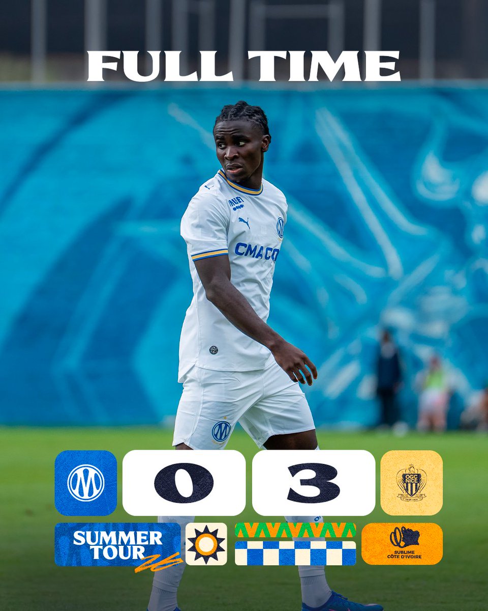 OM_Officiel's tweet photo. ⏱️ 90’ #OMOGCN | 0️⃣-3️⃣

Fin de la rencontre, nos Olympiens s'inclinent dans ce deuxième match de préparation. https://t.co/7eKRMIMMJN