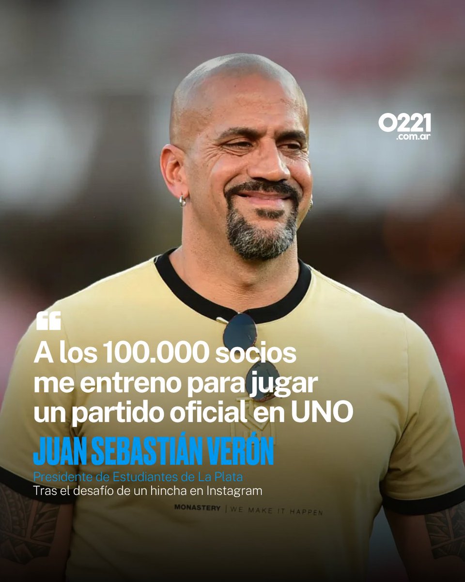 0221comar's tweet photo. #EDLP 🦁 Juan Sebastián Verón revolucionó a los hinchas de Estudiantes con una promesa tras el lanzamiento de la campaña para llegar a los 100.000 socios. "A los 100.000 me entreno para jugar un partido oficial en UNO", respondió en X ante el desafío de un fanático. #EDLP

⚽ La Brujita hizo el anuncio luego de la presentación de la campaña institucional, que busca alcanzar los 100.000 socios antes de 2030. Hoy el Pincha tiene casi 60.000 asociados y apunta a llegar a 70.000 en 2026. #EDLP

🏟️ La respuesta del presidente albirrojo se volvió viral y alimentó la ilusión de los hinchas, que sueñan con volver a verlo dentro de una cancha si el club cumple el ambicioso objetivo.