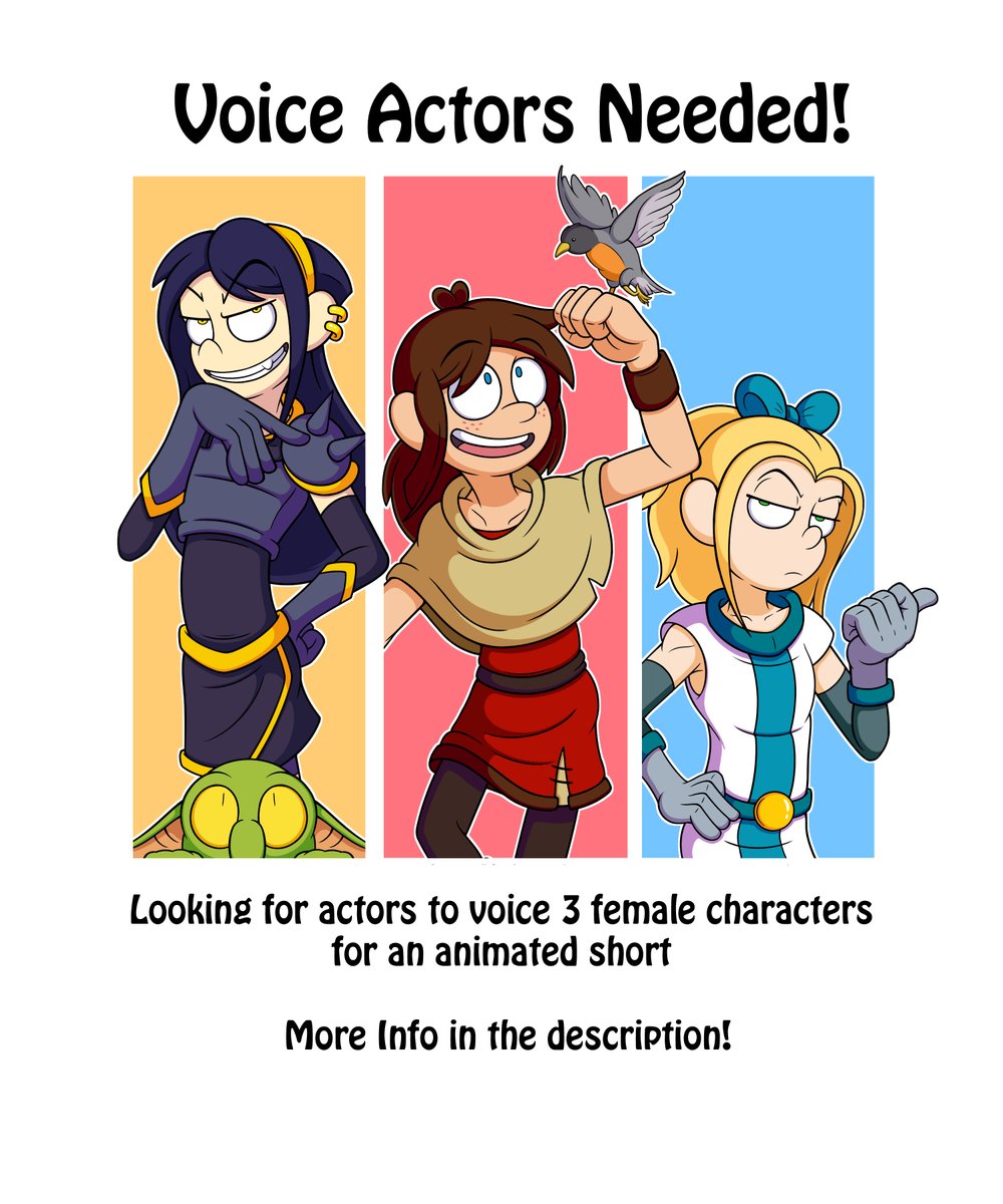 _ErikWolters's tweet photo. 🎙️Squires for Hire animated short- CASTING CALL (3F)

Looking for actors to voice three female characters for an upcoming animated short. 

More details in the form below

https://t.co/gbk6TRiUFG

Submissions will be open until actors for the three characters are selected. https://t.co/NsDmdJi2TI