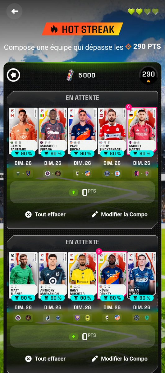 Triitus's tweet photo. Les équipes pour le palier 2 hot streak du summer camp Sorare colors !💪⚽ https://t.co/F5RTkJeZHD