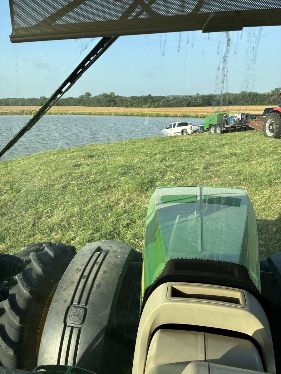 joshgerik_82's tweet photo. Hey guys, let’s service the combine in the pasture before we start back in the bottom.  Be sure to park the standard shift pickup on the steepest incline directly in front of the water, and o yea, leave it in high gear. https://t.co/RPrgwqu24P