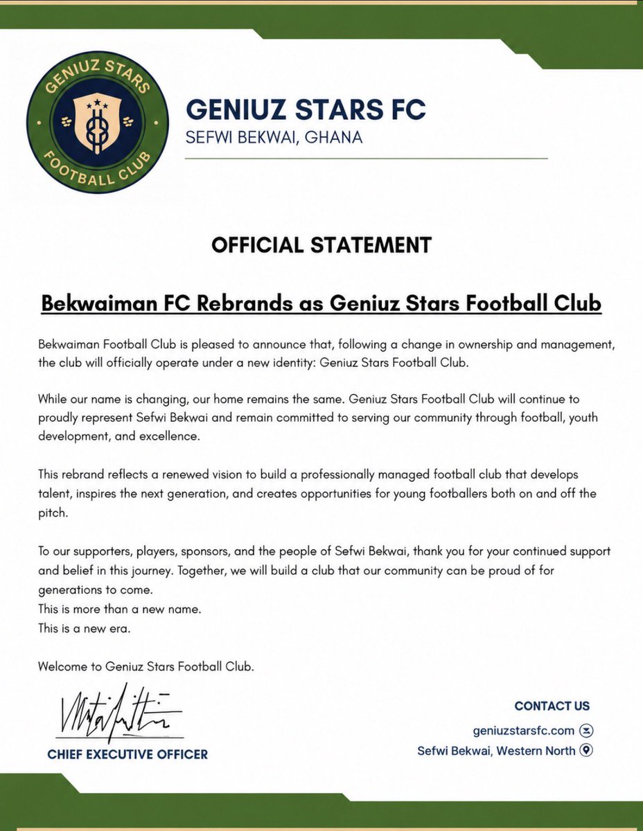 yawwsam's tweet photo. Just acquired a Division 2 team in Ghana 🇬🇭 I’m excited to help showcase the incredible talent in Ghana by providing opportunities for the people of Sefwi Bekwai!
Ready to play football manager in real life with real money! 💰 #GeniuzStarsFC https://t.co/jBoSshmgiN