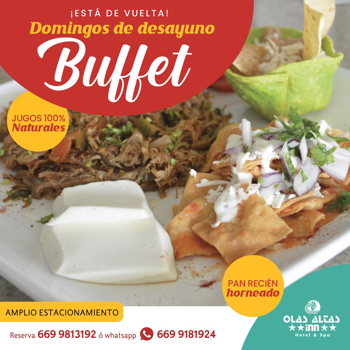 olasaltasinn's tweet photo. El mejor desayuno buffet lo puedes encontrar aquí en Restaurante Bellamar todos los domingos con una variedad de platillos deliciosos🥞☕️🍳 Reserva tu mesa al 669 981 31 92 ó whatsapp 6699 18 19 24 📲☎️ https://t.co/LsXXXwVwyC