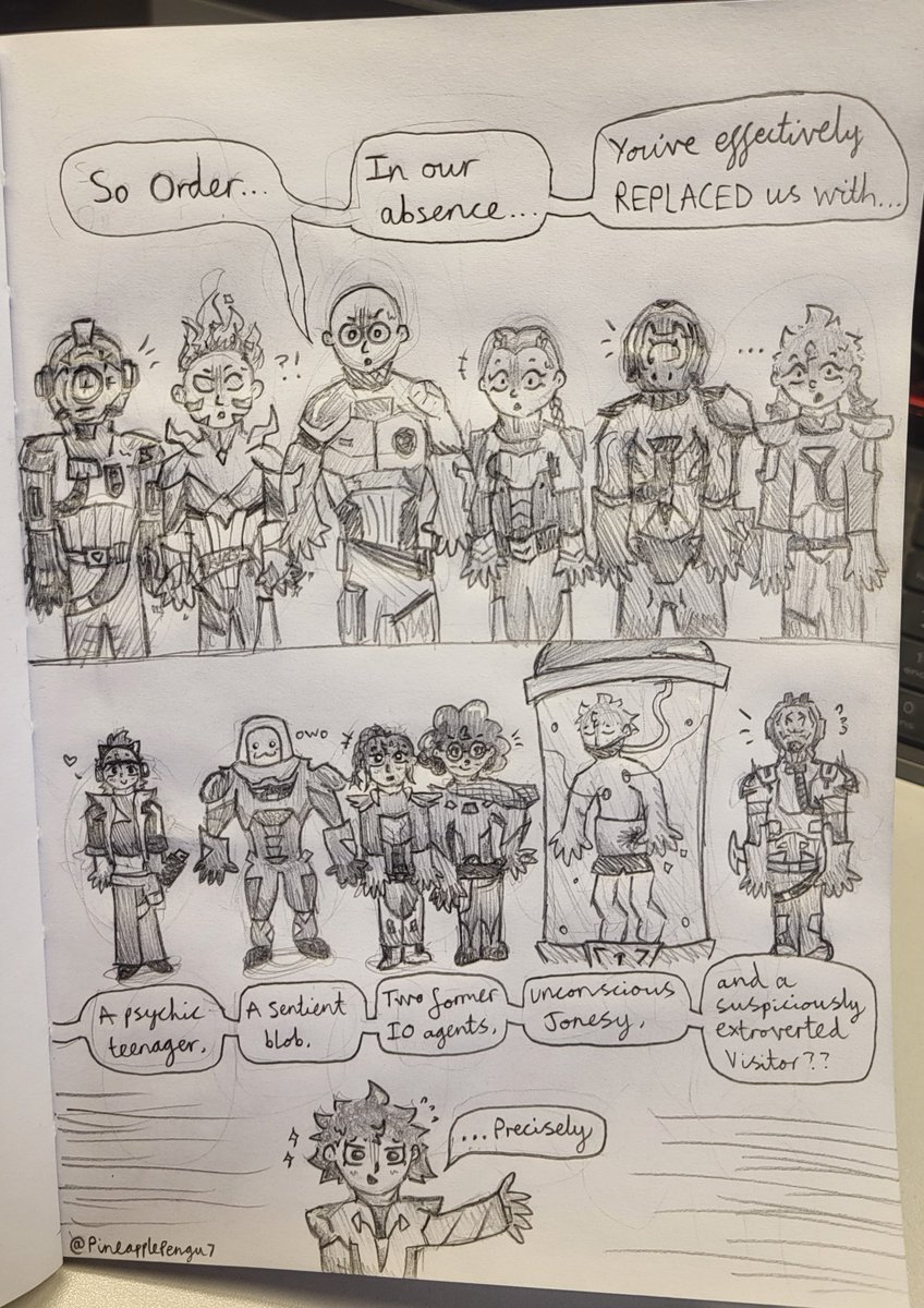 PineapplePengu7's tweet photo. OLD SEVEN X NEW SEVEN

Been cooking this one for a while :3 drew it past my bedtime under the sheets - don't tell my parents :')

More silly stuff soon xx love you guys https://t.co/tI8SQ98xuI