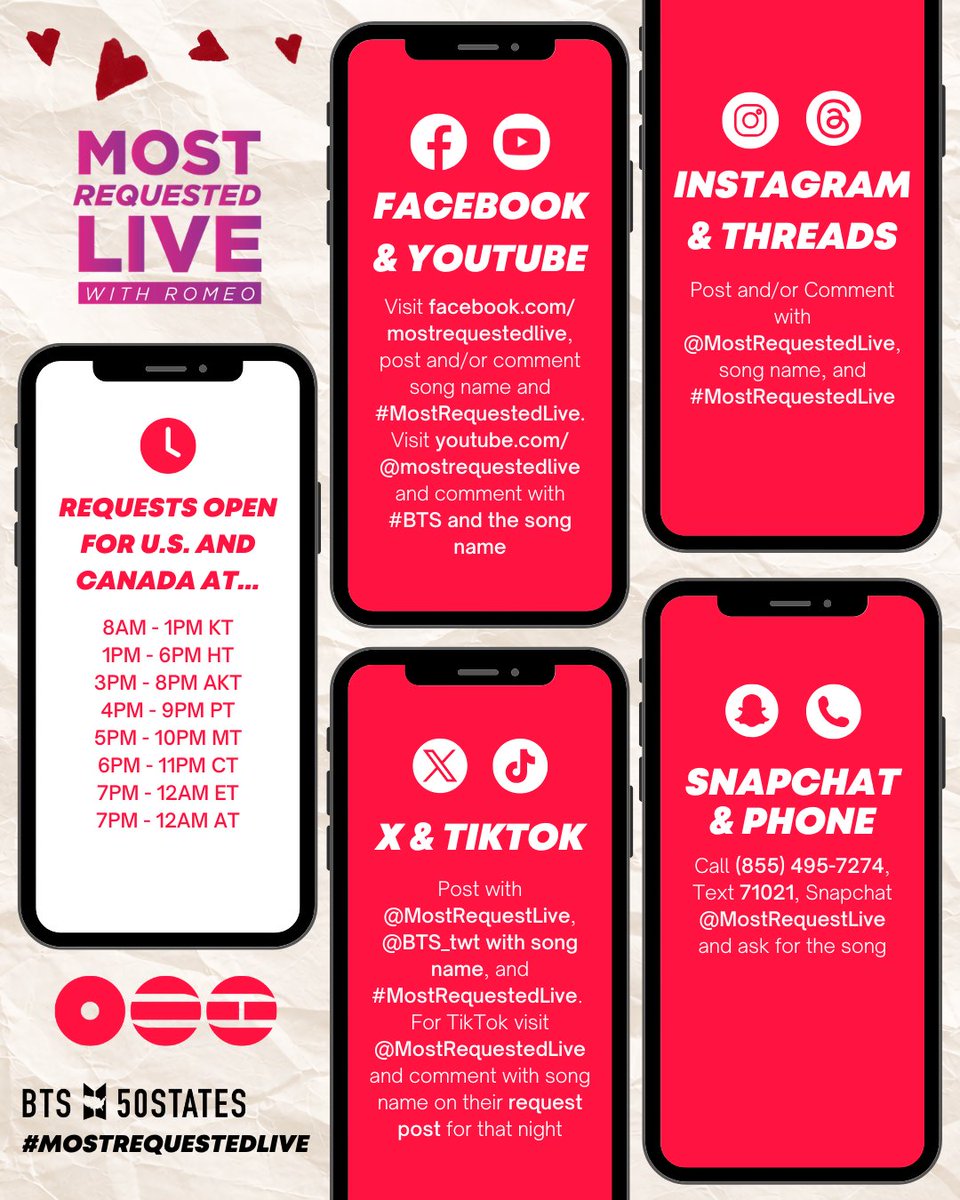 BTSx50States's tweet photo. Don't forget ARMY! We have @MostRequestLive tonight!
Check out our poster on all the ways you can request!
#BTS #BTS_NORMAL
#WeChooseNormal
@BTS_twt https://t.co/UZvV3ir7Bq