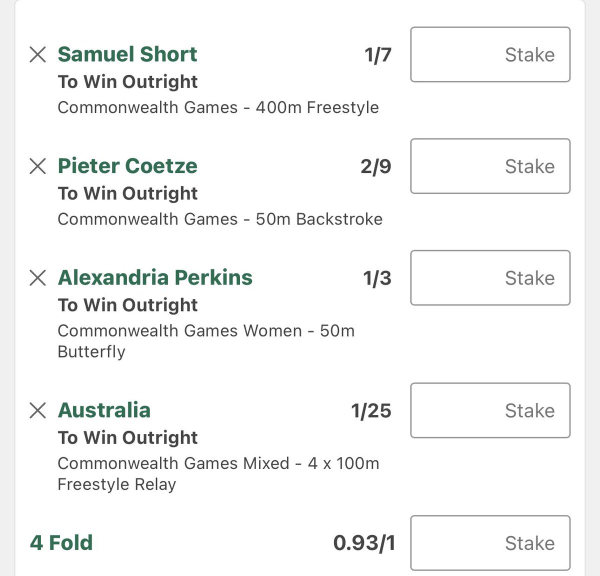 TheHoofPunts's tweet photo. COMMIE GAMES DAY 2 🏊🏊🏊

4 Fold - £250 
5 Fold - £100
6 Fold (Add Nowacki) - £40

Total Stake - £390

Time to clean Denise out again. https://t.co/N9t0BQKSnJ