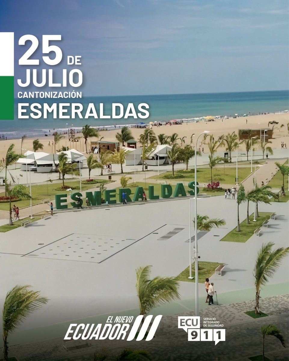 ecu911Ibarra's tweet photo. 📍 #Esmeraldas l Hoy conmemoramos con orgullo los 202 años de cantonización de Esmeraldas, tierra de historia, cultura, tradición y gente trabajadora.

Desde el @ECU911_ rendimos homenaje a este noble cantón, reafirmando nuestro compromiso de brindar un servicio permanente de coordinación y atención de emergencias para proteger la vida y contribuir a la seguridad de toda la ciudadanía.

#LíneaÚnicaParaEmergencias