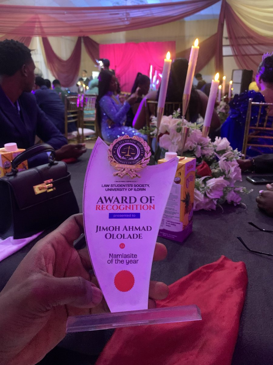 AhmadLolade's tweet photo. At the law dinner, I was announced:

- The NAMLASITE of the year.
- One of the 30 Most Reputable Law Students.

AlhamduliLlahi!😌❤️ https://t.co/ESOM3cR7Cd