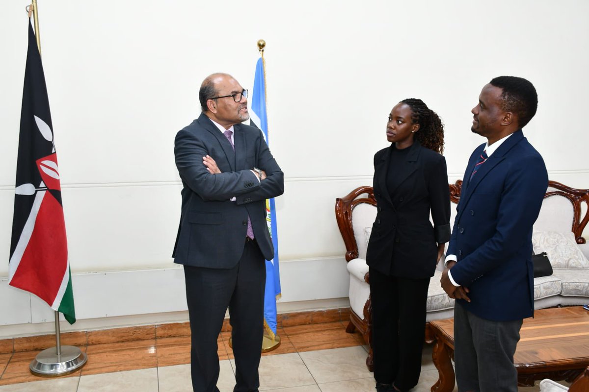 KenyaNuclearSoc's tweet photo. The president of NSK @Ndumzilla11 accompanied by the Secretary General were honoured to meet with the PS State Department for Science Research and Innovation  @Profshaukat in discussions surrounding the country’s nuclear programme  

1/3 https://t.co/ZArwnnSUP8