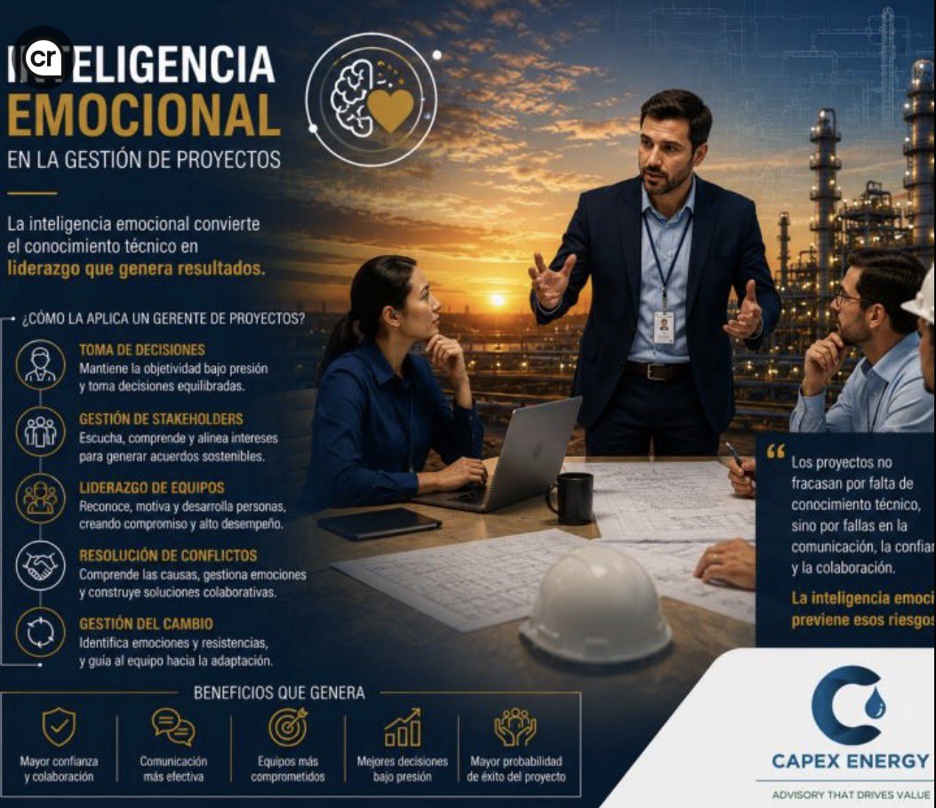 Capex_Energy's tweet photo. La Inteligencia Emocional: la competencia que diferencia a los grandes Gerentes de Proyectos. https://t.co/Rkzp7x02Sj