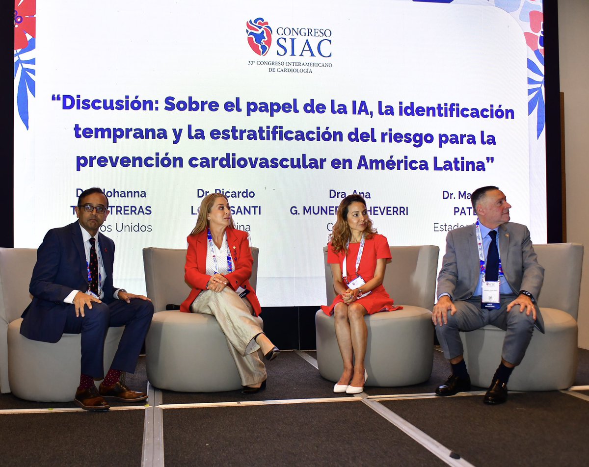 SIAC_cardio's tweet photo. #CongresoSIAC
Sesión Conjunta SIAC-AHA “Manejo integral de la cardiopatía isquémica en la mujer” 

Coordinadores: 
Dra. Johanna T. CONTRERAS 🇺🇸
@jcontreras75
Md. Melanie TURNER 🇺🇸

Ponentes: 
Dr. Ricardo LOPEZ SANTI 🇦🇷
@risantilopezcar
Dr. Manesh PATEL 🇺🇸
@manesh_patelMD
Dra. Johanna T. CONTRERAS 🇺🇸
@jcontreras75
Dra. Ana G. MUNERA ECHEVERRI 🇨🇴
@anaGMuneraE
Dr. Manesh PATEL 🇺🇸