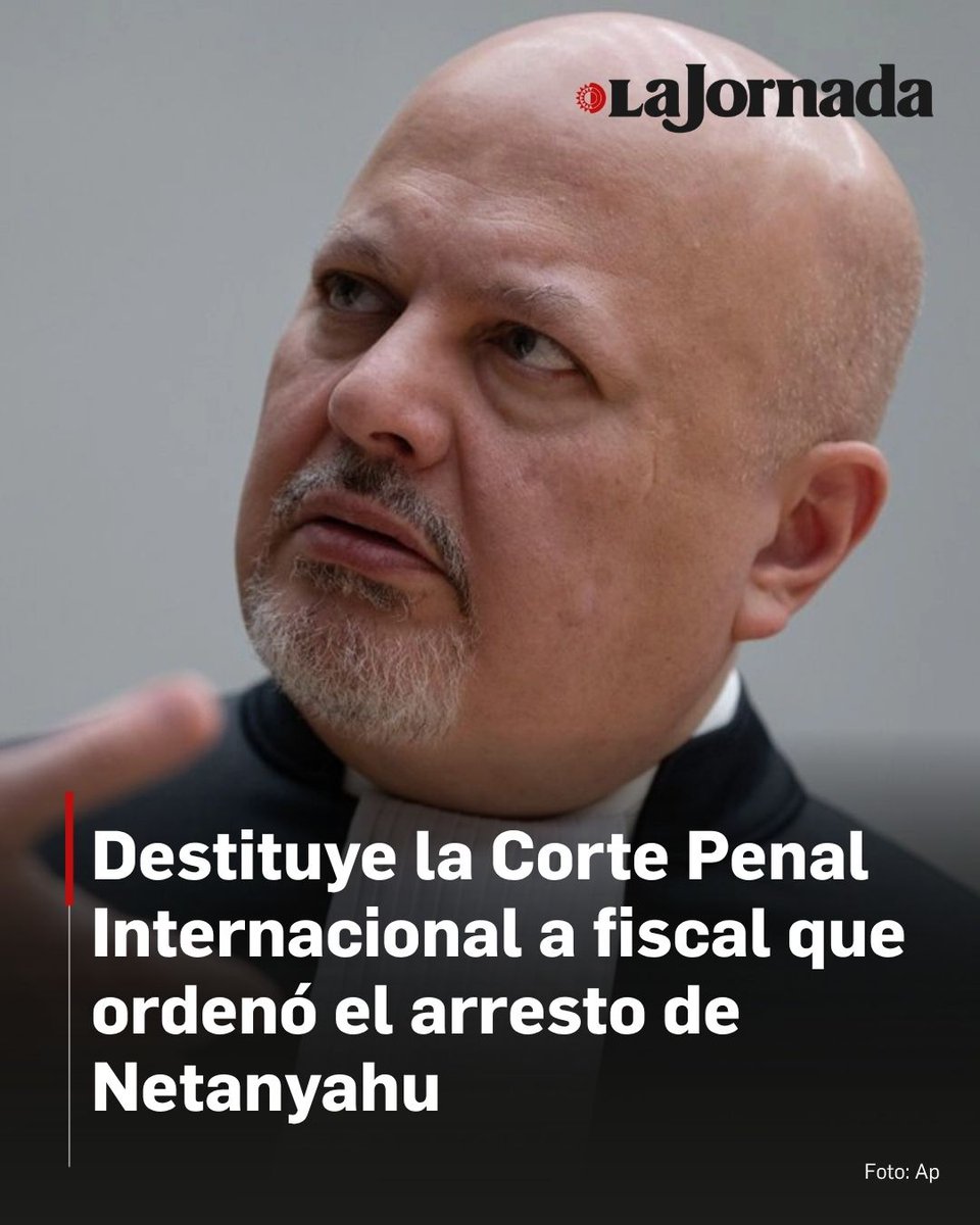 lajornadaonline's tweet photo. ⭕️ Destituye la Corte Penal Internacional a fiscal que ordenó el arresto de Netanyahu por crímenes de guerra y de 'lesa humanidad'

El británico Karim Khan rechaza acusaciones de conducta sexual inapropiada y agresión hacia una colaboradora.

Su defensa calificó el proceso de su destitución de “ilegal e injusto”.

Lee más aquí 👇
https://t.co/Qc1UJx5GSm