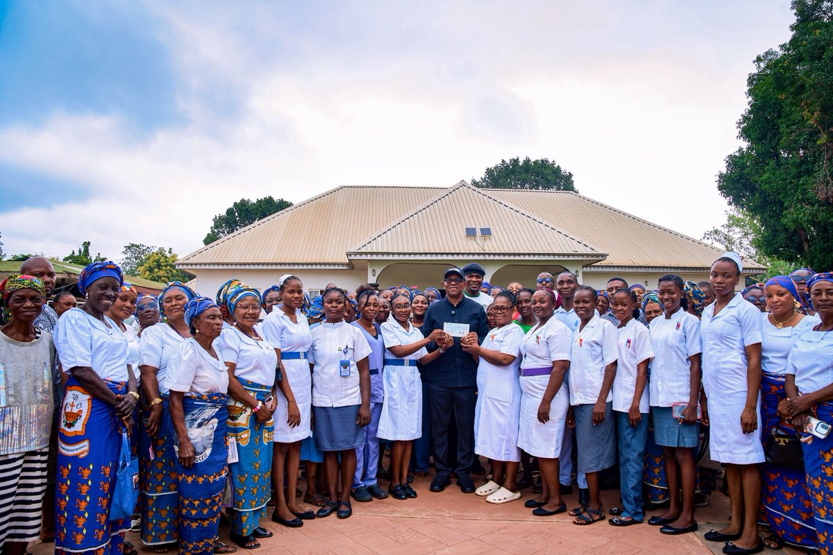 PeterObi's tweet photo. The Mission Hospital That Keeps Hope Alive 

I left Enugu early this morning for Ogoja/Yala Local Government Area of Cross River State.

My first stop was the Catholic Maternity Hospital, Moniaya, Ogoja.

This decades-old facility remains virtually the only maternity hospital serving the entire Ogoja area.

Despite its age and the enormous responsibility it bears, it continues to provide care for thousands of women and newborns with limited resources.

Nigeria still ranks among the countries with the highest maternal and infant mortality rates in the world, despite having overtaken countries such as China and India, whose populations are several times larger than ours. This is not just a statistic; it represents mothers, babies, and families whose lives are forever changed by preventable tragedies.

The hospital also operates a Tuberculosis and Leprosy Centre, providing vital healthcare services that are becoming increasingly rare.

To support their commendable work, I made a token donation of ₦10 million and assured them of my continued partnership.

I urge governments at all levels, the private sector, and well-meaning Nigerians to support institutions like this, run by voluntary and faith-based organisations. Investing in healthcare and education is investing in our future. -PO