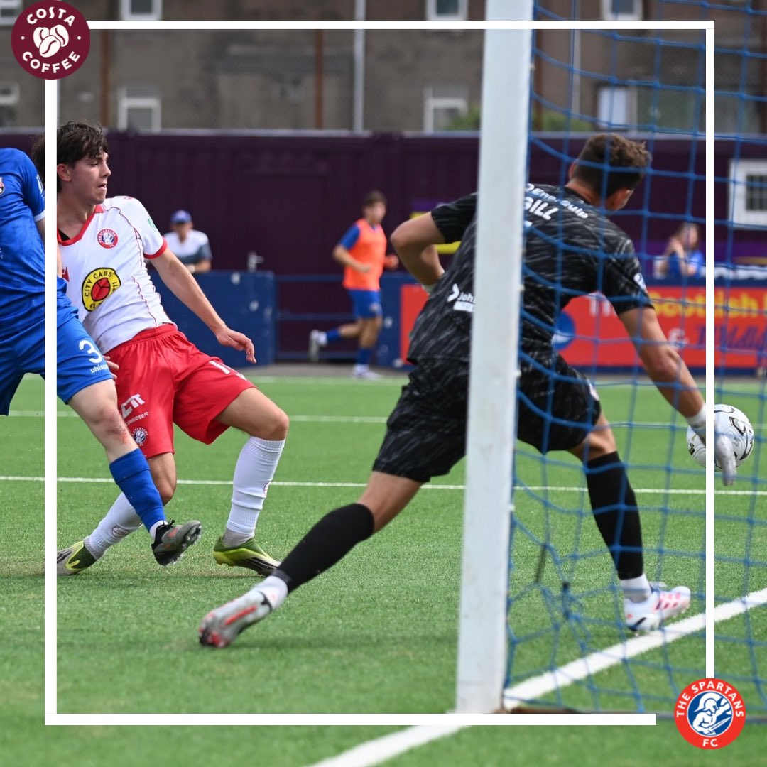 SpartansFC's tweet photo. Congratulations to Mack Ross on scoring his first goal in Spartans colours. 

No doubt it’ll be a 25 yard piledriver by the end of the night, but you’ve still got to be in the right place at the right time to stick it in the back of the net! https://t.co/OaNV05DokO