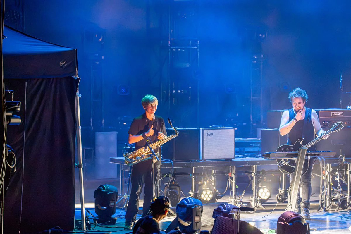 cureation's tweet photo. Gabriel Cooper playing the saxophone solo on A Night Like This at Nîme’s night 1. 

Picture by Chris Cardi on FB https://t.co/wBtDNrTSsV