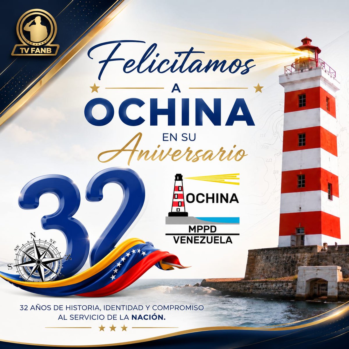 TVFANB's tweet photo. 🌊 32 AÑOS DE CIENCIA, PRECISIÓN Y COMPROMISO 🌊
Desde #TVFANB felicitamos a la OCHINA en su 32.° Aniversario.
Reconocemos su valiosa labor garantizando la seguridad en la navegación y la soberanía de nuestros espacios marítimos ⚓️🇻🇪
#OCHINA #FANB #SoberaníaMarítima #Venezuela https://t.co/krpqt3CaEL