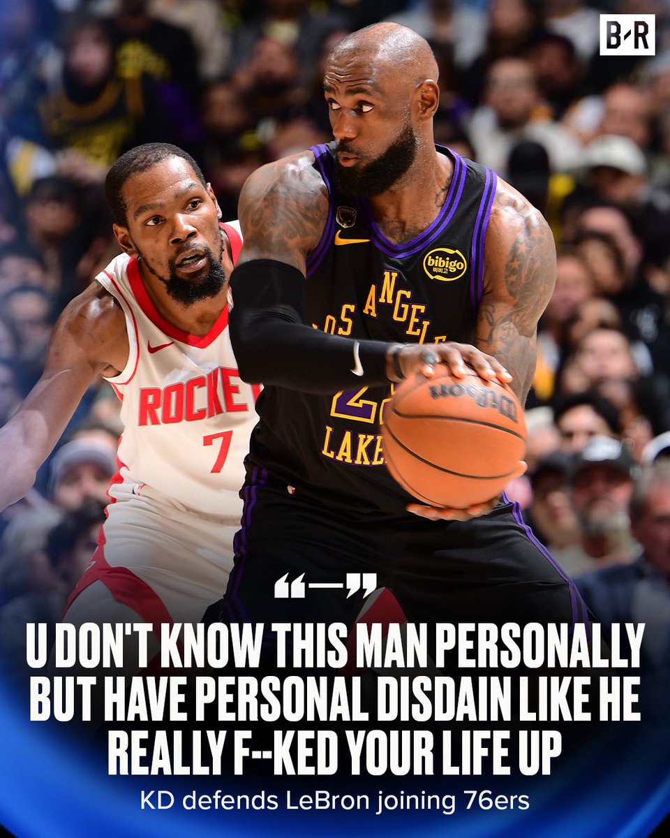 BleacherReport's tweet photo. KD clapped back at the haters criticizing LeBron for joining the 76ers 🗣️

(via easymoneysniper/Threads) https://t.co/XJn95O1kWA
