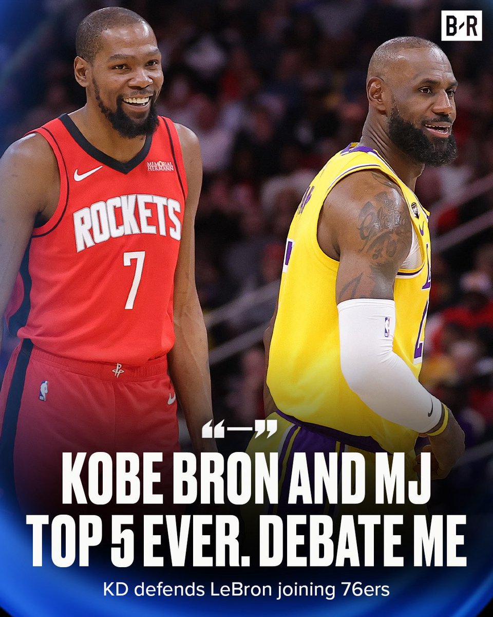 BleacherReport's tweet photo. KD clapped back at the haters criticizing LeBron for joining the 76ers 🗣️

(via easymoneysniper/Threads) https://t.co/XJn95O1kWA