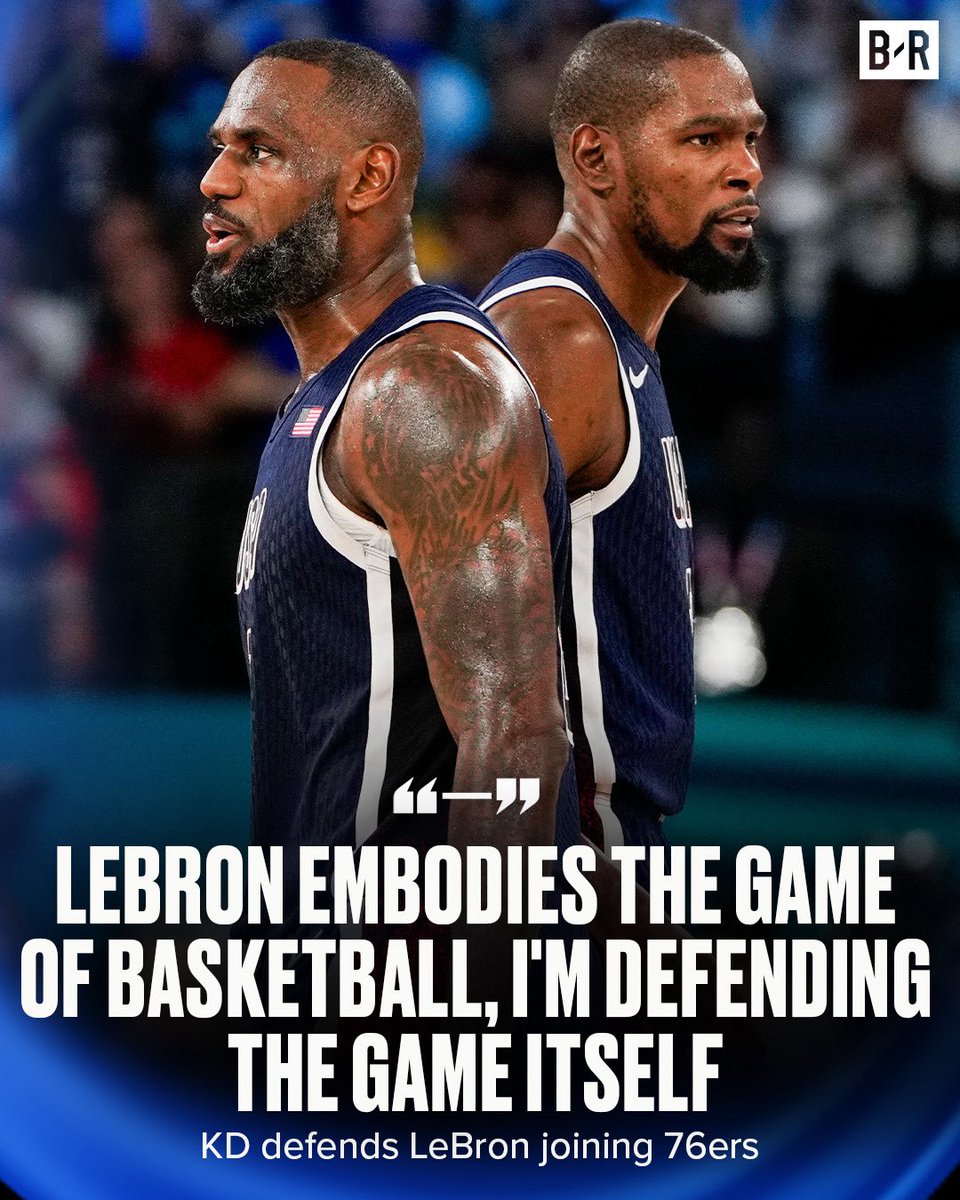 BleacherReport's tweet photo. KD clapped back at the haters criticizing LeBron for joining the 76ers 🗣️

(via easymoneysniper/Threads) https://t.co/XJn95O1kWA