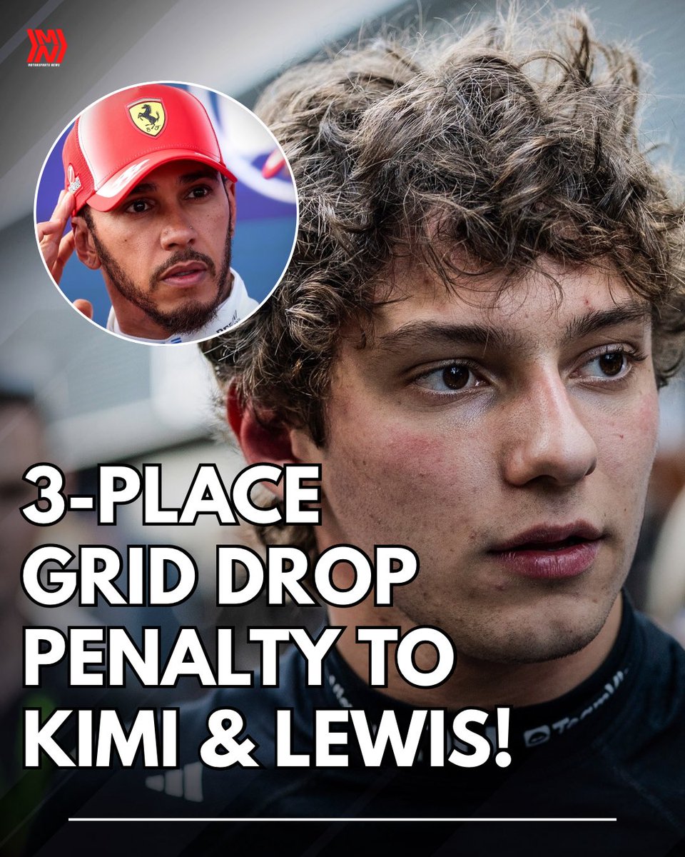 MotorsportsNew's tweet photo. 🚨 Both Kimi &amp; Lewis been handed a penalty! 👀 A 3-place grid penalty for Antonelli &amp; Hamilton thus starting P7 &amp; P5 respectively at the Hungarian Grand Prix! #F1 #F12026 #HungarianGP #Sports #News https://t.co/KyVaPBymf0