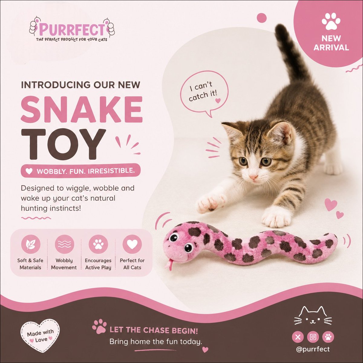 jyothsna_mj11's tweet photo. NEW ARRIVAL! Keep your kitty active with our wobbly Snake Toy! Perfect for chasing, pouncing & endless fun. Let the hunt begin with Purrfect! 🐾✨
#Purrfect #CatToys #CatsOfX #CatLovers #PetCare #IndoorCats #KittyFun #Cats https://t.co/kbipiye5xn