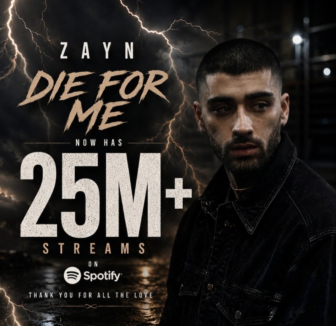 AliHamxa15's tweet photo. Die For Me by Zayn Malik Now has 25M+ streams on Spotify https://t.co/ia6mCdDmZl