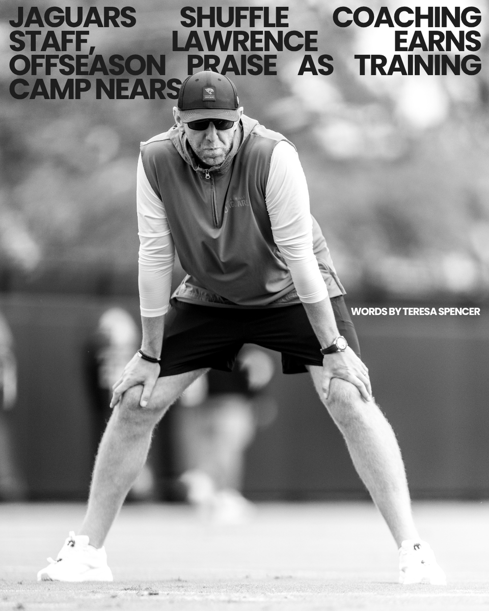 folioweekly's tweet photo. "With a revamped coaching staff and a locked-in franchise quarterback, these position competitions will be the final pieces to settle before the Jaguars kick off their 2026 season.."

Jaguars Shuffle Coaching Staff
Teresa Spencer, photo by Aaron Berkshire
https://t.co/ydZKqIRqRb https://t.co/KKpxMNnEnE