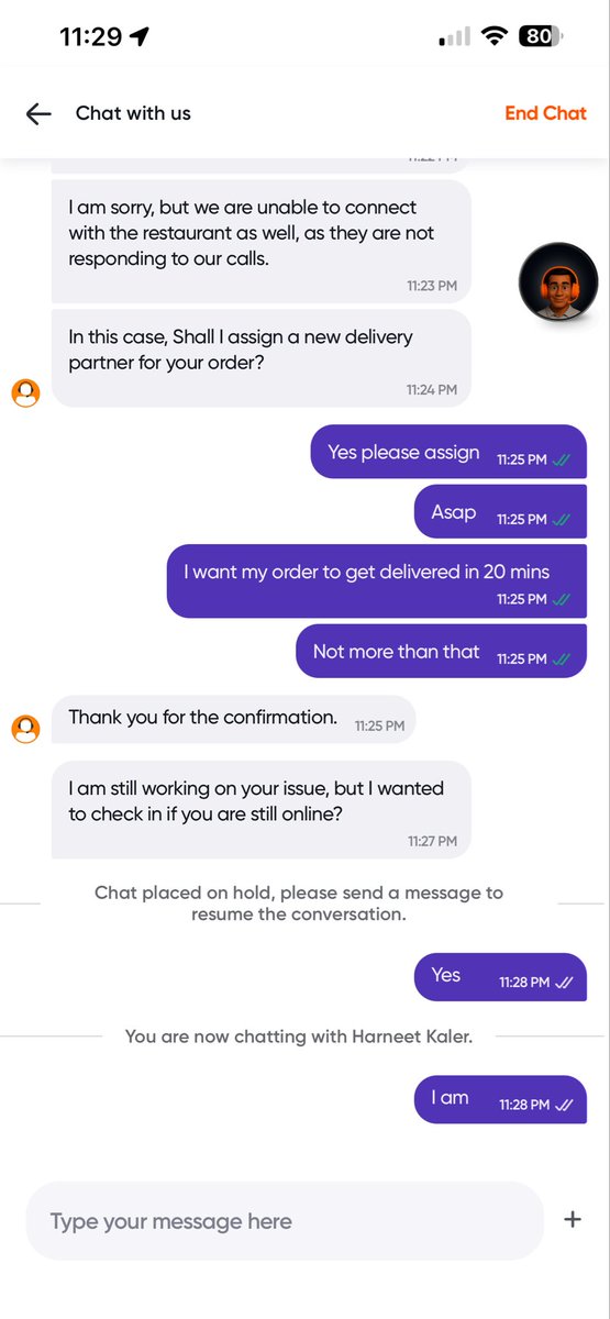 AashiMittal18's tweet photo. @SwiggyCares @Swiggy When i was waiting it was nothing to you when you guys are waiting you put chat on hold like seriously???? Worst platform @Swiggy 

I dont want this order now you take money of the order an enjoy. This i can not accept https://t.co/F55KeSswv0