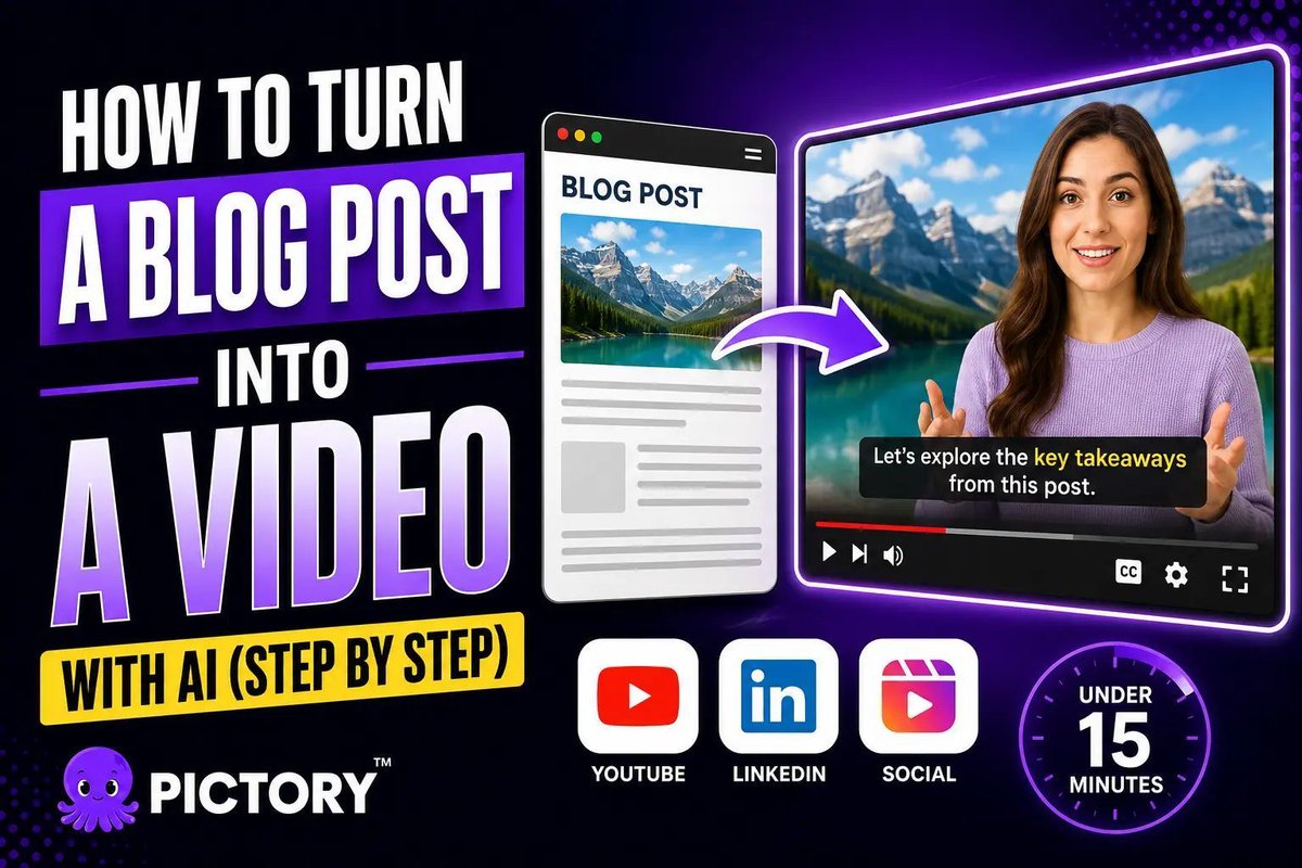 pictoryai's tweet photo. One blog post. Multiple ways to reach your audience.

Learn how Pictory AI transforms blog posts into professional videos, helping you extend the reach of content you've already created.

Learn more: https://t.co/0rFPLrz7Cn https://t.co/EwFCqnUxNO