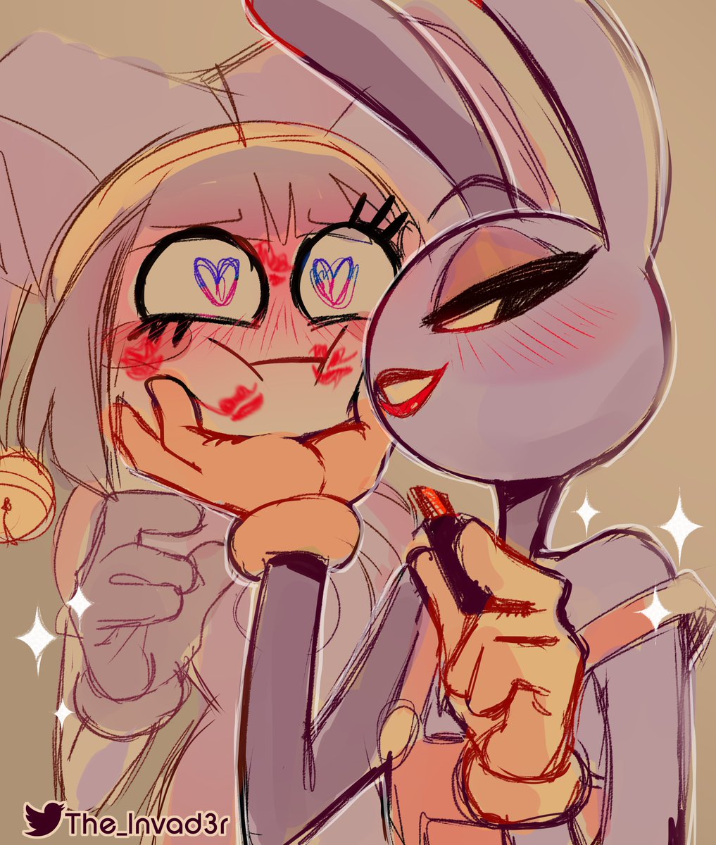 The_Invad3r's tweet photo. FunnyBunny warm-up doodle. 
💄💋💋💋💋 https://t.co/l4WgC1dqmc