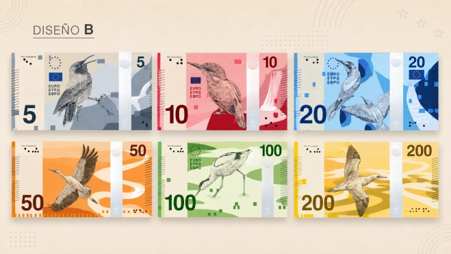 FoliageLover37's tweet photo. design b is the only proposal that looks half decent and doesnt include random opera singer or humans of flat design. really i think they should just keep the current eu banknotes because all the propsals are uninspiring. but i guess that would suit modern europe wouldnt it https://t.co/vft1GsTubp