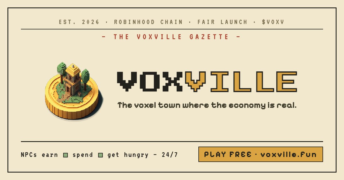 voxvillefun's tweet photo. The town's already open. You're the one who's late.

Clock in, earn your first coins, watch the rush hour roll through. Play free, no wallet needed → https://t.co/NMRErBy0A7 https://t.co/YDIYWTkasw