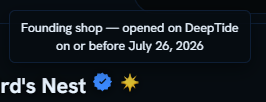 DeepTide_xrp's tweet photo. Only 34 hours left to claim the Loadstar badge for your shop!

Create a shop on DeepTide on or before July 26, 2026 to receive it.

https://t.co/eKun6IfY5B https://t.co/RxisLPAwpO