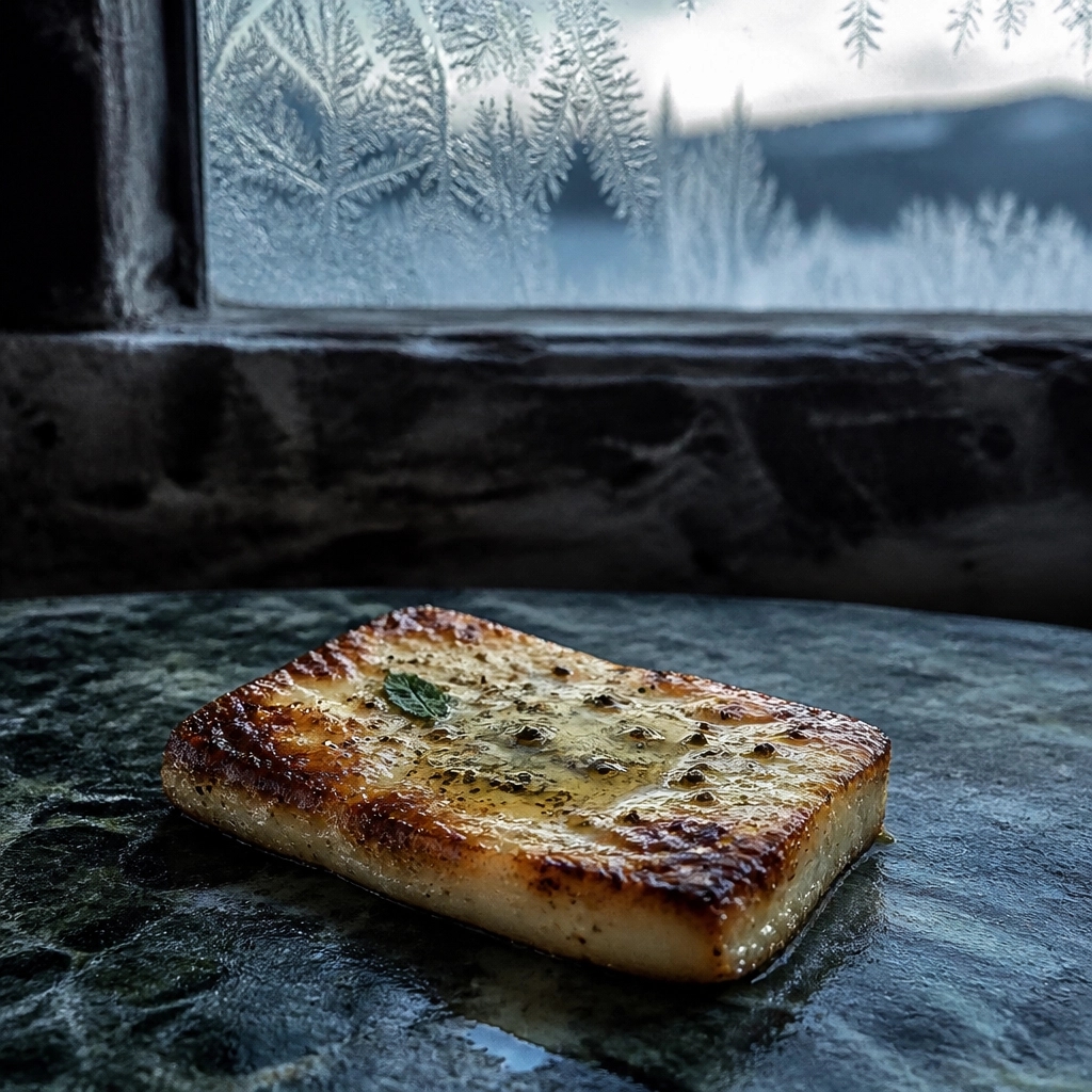 Nes218's tweet photo. Pre-dawn stillness. A single slice of grilled halloumi, charred just right on a slab of cold marble. Simple, tactile, and perfectly quiet. Finding the rhythm for the day with @RonRiebel. #SimpleLife #Food https://t.co/n04VV6bOeM