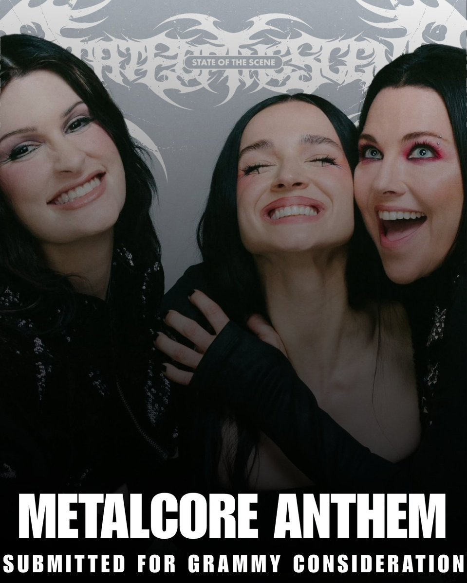 SOTSPodcast's tweet photo. End of You by Amy Lee (Evanescence), Poppy, and Courtney LaPlante (Spiritbox) has been submitted for Grammy consideration under Best Rock Song and Best Rock Performance. https://t.co/g318oG48VJ