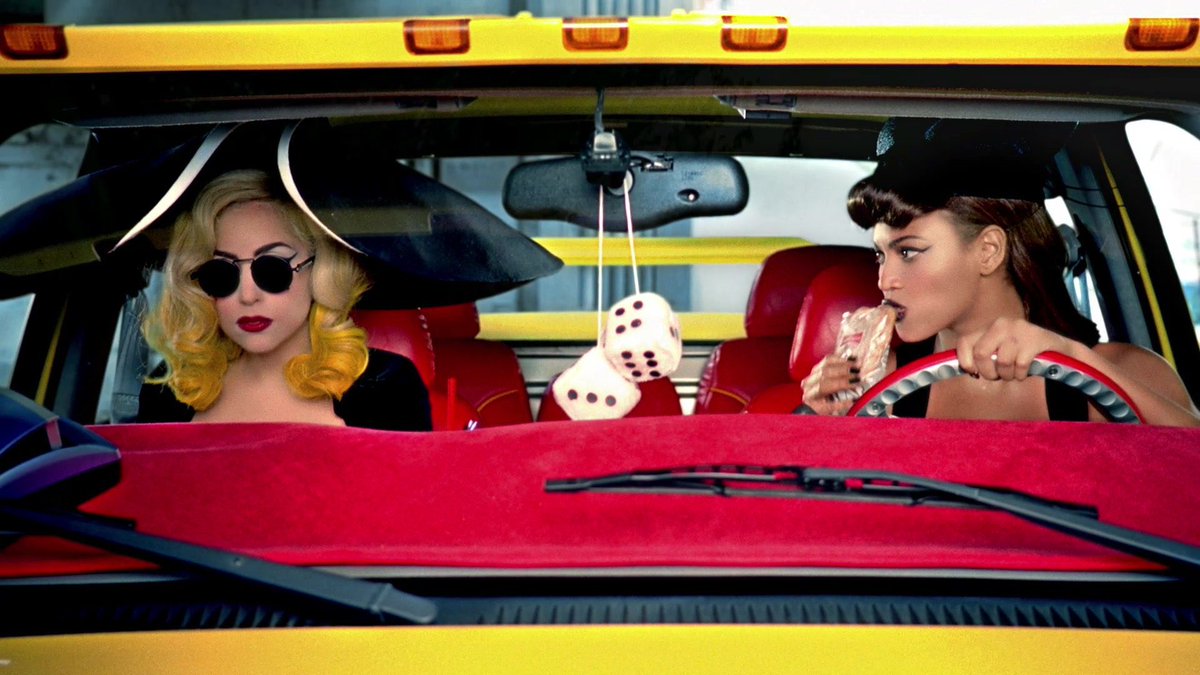 AMENARTPOP's tweet photo. have you ever noticed that lady gaga changed her glasses, hair and lipstick color before getting in the car on the telephone music video? 😭 https://t.co/NA7oyZoGYA