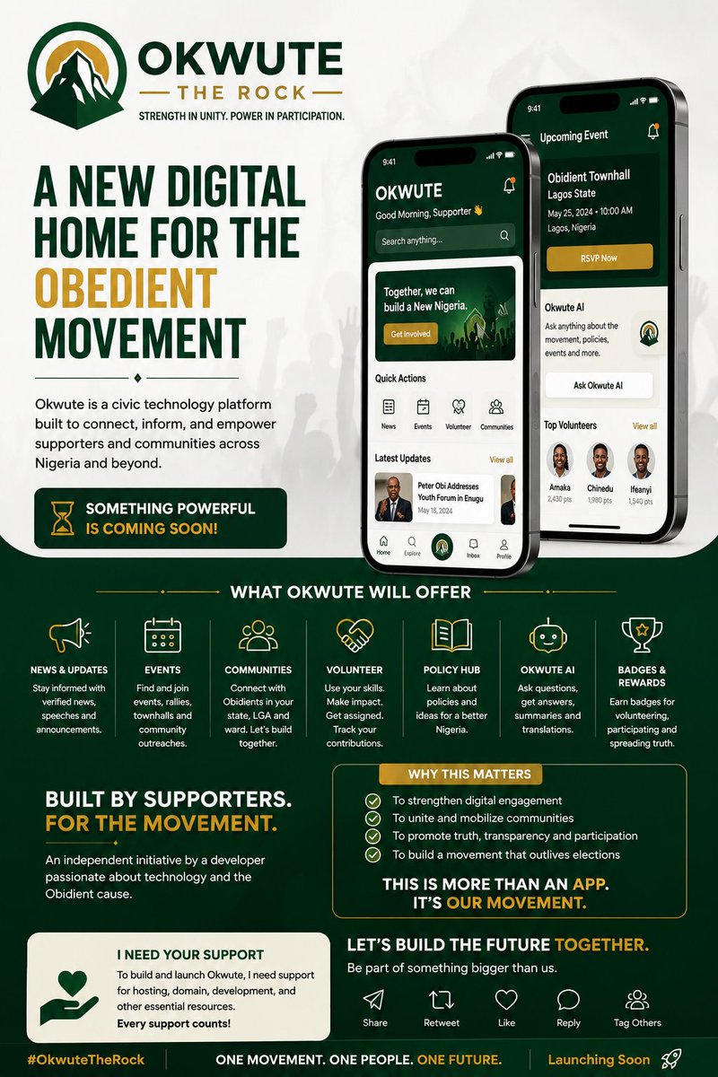 GodblessOn78086's tweet photo. @HarmlessHQ @HarmlessHQ Pls let help me reach his excellency @PeterObi, I'm building a software called Okwute that will help in driving the obedients movement. Phase 1 is almost done, I need support pls. https://t.co/zdMfRXh3aD