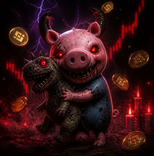PeppaBNB's tweet photo. This Halloween is going to be so evil 😈 

The little brother has arrived.  George doesn’t play with toys anymore.  collects souls.  Even his dinosaur is scared.  

The family is finally coming together…
Something very dark is building on BNB Chain. 

 #PeppaPig #PeppaPigMemes https://t.co/zmHwR6fDZD