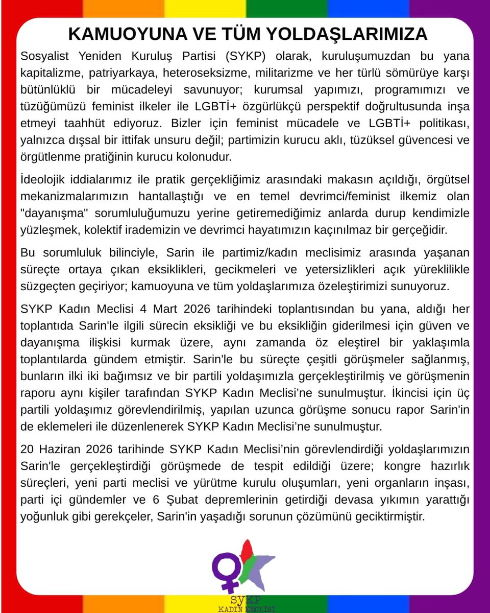 SYKPgm1's tweet photo. Kamuoyuna ve tüm yoldaşlarımıza https://t.co/Bukbl9eIAU