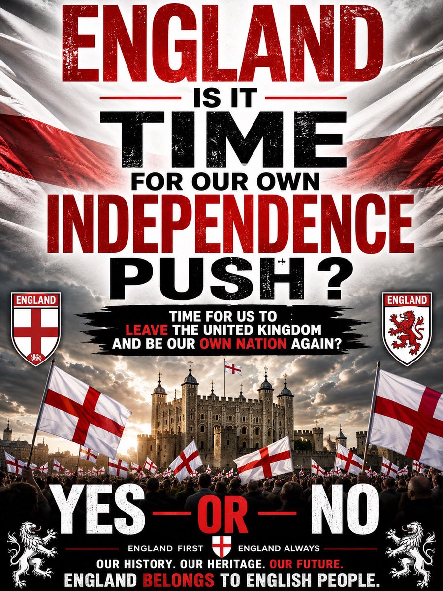 MrBritifySocial's tweet photo. England is it time for our own independence push ?

Time for us to leave the United Kingdom and be our own nation again?

Yes or No ???

It’s hard as I believe we are all brothers and sisters and need to stick together ? Or time to move on something new ? 

🇬🇧 https://t.co/pEutbKEQoQ | https://t.co/tg1LmB7gCU | https://t.co/Rw08FzxpfW 🇬🇧