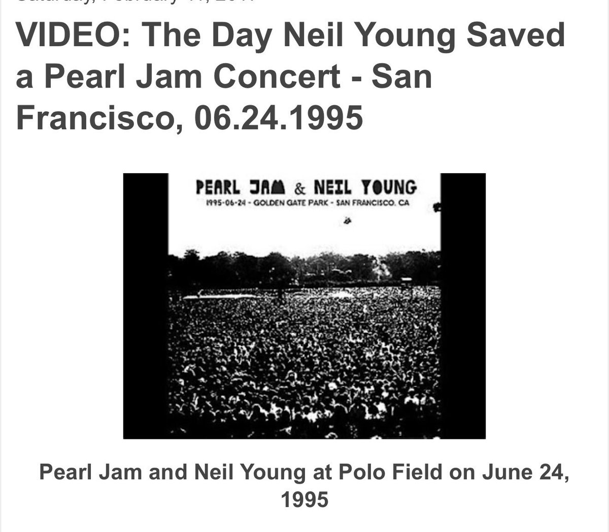 Sponko777's tweet photo. @jonnyrmitch Pearl Jam.  

1993 - Empire Polo Field in Coachella - a historic show that laid the foundation for Coachella Festival. 

1995 - Golden Gate park in SF - Eddie was sick - came out and sang a few songs then Neil Young took over lead vocals 🤯

Both were awesome and unforgettable https://t.co/VfiKOVwFpU