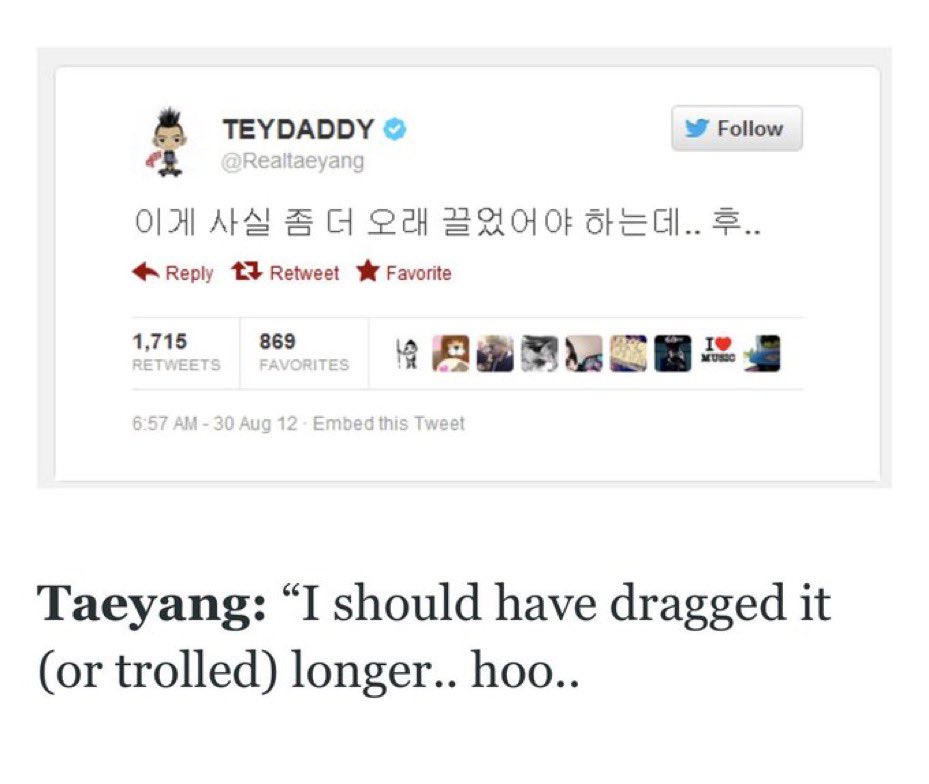 jiyongvamp's tweet photo. when the category is Taeyang being the funniest idol ever so I pull up with this entire sequence of events on his twitter in 2012 😭 https://t.co/5AFgnsLvaU